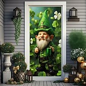 cheap Garage &amp; Door Banners-St. Patrick's Day Posters Door Cover Outdoor Banners Green Hat Shamrock Cute 3D Party Dorm Teens Room College Dorm Guys Man Cave Frat Bedroom Shooting Backgrounds Home Decor