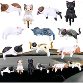 economico Sculture-10 mini statuette da scrivania a forma di gatto, simpatici compagni di gatti dei cartoni animati, mini accessori per interni auto a forma di gatto, decorazioni per cruscotto auto, divertenti