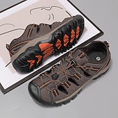 お買い得  アウトドアサンダル-メンズブラウンハイキングサンダル、レースアップ調節可能デザイン、耐久性のあるトラクションアウトソール、トレッキング、釣り、夏用機能アウトドアスタイル