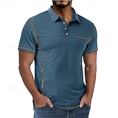 ieftine Polo clasic pentru bărbați-Bărbați Polo Cămașă de golf Casual Afaceri Clasic Manșon scurt Modă Culoare solidă Buzunar Nasturi Vară Primăvară Toate Sezoanele Fit regulat Negru Alb Roșu Vin Bleumarin Kaki Gri Deschis Polo