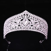 abordables Tiaras &amp; Couronnes-Couronnes Coiffe Alliage Mariage Anniversaire Élégant Mignon Avec Strass Casque Couvre-chef