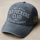  Vanhan f*ckers clubin vintage-lippalakki lahjaksi isälle, hauska retrohenkinen säädettävä hattu miehille ja naisille, isänmaallinen tyyli, mukava arkikäyttöön