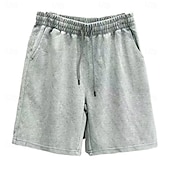 preiswerte Lässige Shorts-Herren Shorts Freizeitshorts Acid Wash Shorts Kordelzug Elastischer Bund Einheitliche Farbe Komfort Atmungsaktiv Knielang Täglich Streetwear Ferien Mode Retro Vintage Schwarz Marineblau Mikroelastisch