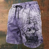 economico Retro Vintage &amp; Etica-Per uomo Nautico Barca a vela Trama grunge Costumi da bagno Pantaloncini da mare Pantaloncini da Surf Misura del girovita medio Retrò Vintage All'aperto Vacanza Abbigliamento Quotidiano Tasche