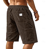 cheap Casual Shorts-Men's Shorts Summer Shorts Casual Shorts Corduroy Shorts Pocket Elastic Waist Plain Comfort Breathable Knee Length Daily Outdoor Streetwear Vacation Fashion Blue Black Micro-elastic