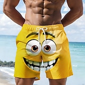 voordelige Retro Vintage &amp; Ethisch-Voor heren 3D Print 3D-cartoon Lach gezicht Lange zwembroeken Zwemshorts Boardshorts Medium Taille Hawaii Grappig Strandvakantie Zijzakken Mesh voering Elastische tailleband met trekkoord Ontwerper