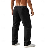 preiswerte Freizeithosen-Herren Hose Cordhose Baggy-Hosen Freizeithose Kordelzug Gerader Schnitt Einfarbig Komfort Volle Länge Täglich Outdoor Streetwear Urlaub Mode Blau Schwarz Mikroelastisch