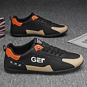 levne Pohodlné šněrovací boty-Pánské černo-béžové golfové tenisky, sportovní a pohodlné, ideální na golfová hřiště a aktivní pobyty