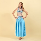 cheap Tops &amp; Sets-Samba Dancewear Glamorous Beaded Chain Sequin Belly Dance Costumel Performance Costume