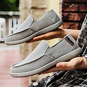 cheap Slip-On Casual Shoes-Men's Beige Canvas Slip-On Shoes, Soft Lightweight Construction, Minimalist Casual Style, Suitable for Everyday Wear, Travel &amp; Leisure