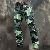 voordelige 3D-geprinte herenbroek-Voor heren Geometrisch camouflage Camouflage Kleur Broek Pakken Kostuumbroek Medium Taille Casual Buiten Vakantie Slim Fit Broek met Zakken Lente Herfst 3D-afdrukken Paars Groen Leger Groen