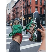 preiswerte Damen-Sneaker-Neonfarbene Sneaker mit Leopardenmuster für Damen – auffällige Plateau-Sneaker mit Zebrastreifen in kräftigen Farben – einzigartige, künstlerische Streetwear-Schuhe für urbane Festivals