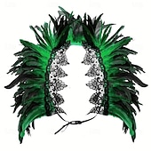 olcso kiegészítők-Carnaval 2026 Rio Carnaval Szamba Kiegészítők női fekete tollas vállkendő csipke applikációval Brazíliai Fesztivál Előadói Jelmez