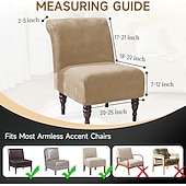 cheap Futon Sofa Cover-Velvet Armless Accent Chair Cover, Soft Stretch Accent Chair Slipcovers Without Arms Removable Armless Chair Furniture Protector Covers for Living Room/Dining Room/Hotel