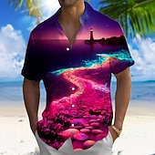 voordelige Tropische planten-Voor heren Kokosnootboom Natuur &amp; Landschappen Tropische planten Hawaiiaans overhemd Overhemd met knopen Aloha-shirt Korte mouw Hawaii Casual Vakantie Zomer Lente Strijkijzer 3D-afdrukken shirts met