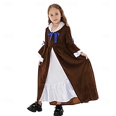  A 250-a aniversare a SUA secolul al 19-lea Anii 1800 Rochie de prerie Mâneci Lungi Fata Pionier Colonial Pionier Războiul Revoluționar Costume de fancy Fete Halloween Carnaval Ținute pentru