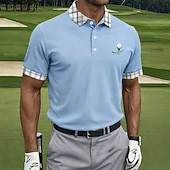  Homens Tecido Golf Camisas Polo Esportivas Manga Curta Camisas polo Camisas de colarinho Casual Roupa Esportiva Botões Primavera Verão Azul Branco Amarelo