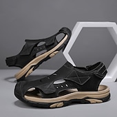 ieftine sandale de exterior-Sandale bărbătești kaki pentru exterior, protecție cu vârful închis, sistem de ajustare, stil ușor și confortabil pentru drumeții, camping și purtare zilnică