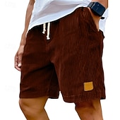 economico Pantaloncini casual-Per uomo Pantaloncini Estivi Pantaloncini casual Pantaloncini di velluto a coste Tasca Coulisse Elastico in vita Semplice Comodità Traspirante Corto All'aperto Vacanza Canotta sportiva Casual Nero