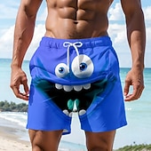 abordables Rétro Vintage &amp; Éthique-Homme Illusion d'optique Dessin Animé 3D Visage Souriant Maillots de bain Shorts de bain Shorts de Surf Taille Moyenne Hawaïen Drôle Vacances à la Plage Poches Latérales doublure en maille Taille