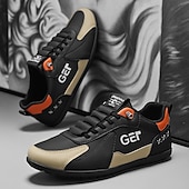 levne Pohodlné šněrovací boty-Pánské černo-béžové golfové tenisky, sportovní a pohodlné, ideální na golfová hřiště a aktivní pobyty