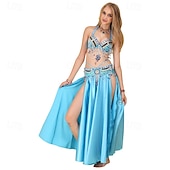 cheap Tops &amp; Sets-Samba Dancewear Glamorous Beaded Chain Sequin Belly Dance Costumel Performance Costume