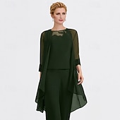 cheap Mother's Wraps-Shawl &amp; Wrap Women's Wrap Mother's Wedding Guest Wraps Pure Elegant 3/4 Length Sleeve Chiffon Wedding Wraps With Lace For Party Evening All Seasons dress to impress