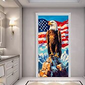 economico Striscioni per Garage e Porte-striscione patriottico per porta, bandiera americana, aquila calva e croce, decorazione religiosa da parete, cartello per portico del 4 luglio