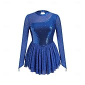 economico Abiti da Pattinaggio Artistico-Figure Skating Dress Women's Ice Skating Dress Violet Navy Black Patchwork Thumbhole High Elasticity Training Competition Skating Wear Classic Crystal / Rhinestone Sleeveless Long Sleeve Ice Skating