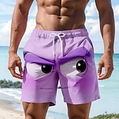 preiswerte Retro Vintage &amp; Ethik-Herren Optische Täuschung 3D Zeichentrick Lächelndes Gesicht Badehosen Badeshorts Boardshorts Mittlere Taille Hawaiianisch Lustig Strandurlaub Seitentaschen Netzfutter Elastischer Kordelzug in der