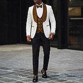 رخيصةأون بدلات الحفلات-ملك الرجال توكسيدو بدلات الحفلات زفاف الشاطئ حفل زفاف ربيعي وردي بلاشيهغ عنابي للربيع والصيف بدلة فتحت الصدر عريضة موضة كاجوال بقع قياس نحيل 3 قطعة مجموعة زر واحد صدر واحد