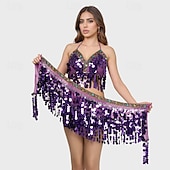 זול חלקים עליונים וסטים-Samba Dancewear סט תלבושות ריקוד סקסיות עם טסל סקווין תלבושת מופעים