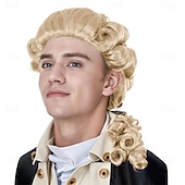  باروك رجال مستعمر محامي رجال امواج طويلة ومجعدة باروك تاريخية واشنطن لزي تنكر