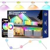 お買い得  スマートホームライト-恒久的な屋外ライト、アプリとリモコン付きの RGB スマート屋外軒先ライト、時間指定の音楽同期 IP67 防水 LED 軒先ライト、パーティー、ハロウィン、クリスマス、屋上、庭に最適