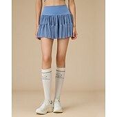 tanie Spódnice i szorty damskie-Damskie Solidne kolory Spódnica casualowa Spódnica tenisowa Spódnica sportowa Spódnica z szortami Pofałdowany Elastyczny pas Siatka kontrastowa Odporność na wiatr Oddychający Bransoletka tenisowa