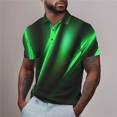 economico Polo geometrica da uomo-Per uomo Grafico Polo Maglia da golf Manica Corta Magliette polo Camicie con Colletto Casual Abbigliamento da vacanza Abbigliamento da rave Abiti da festa Bottoni Stampa 3D Primavera &amp; Estate Giallo