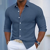 voordelige heren overhemd met knopen-Voor heren Overhemd Corduroyshirt Overhemd met knopen Zwart Wit Marineblauw blauw Paars Lange mouw Effen Strijkijzer Buiten Vakantie Button-omlaag Kleding Katoen Modieus Streetwear Klassiek Casual