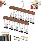 Недорогие Хранение вещей и организация пространства-Набор из 2 органайзеров для шкафа с 10 зажимами — компактный подвесной органайзер для шкафа, металлические зажимы с силиконовой подкладкой, вращающиеся на 360°, многофункциональные крючки для вешалок