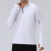 Χαμηλού Κόστους T-shirts και αμάνικα μπλουζάκια για τρέξιμο-Ανδρικά Μονόχρωμο Tricou de Alergat Μπλούζα συμπίεσης Άνοιξη Φθινόπωρο Κουμπώσου Μακρυμάνικο Γρήγορο Στέγνωμα Συμπίεση Ύγρανση Αναπνέει