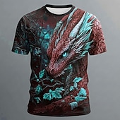  Blue Dragon 3D All Over Print T Shirt Men Short Sleeve Fantasy Graphic Tee Mythical Forest Summer Top Clothing Apparel S M L XL XXL XXXL