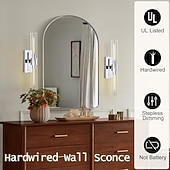 voordelige Wandverlichting voor binnen-Badkamerverlichting, wandlampen met glazen buis, voet van geborsteld messing, badkamerwandlampen, nachtlampje voor de slaapkamer, wandlamp voor de kaptafel, woonkamer, hal