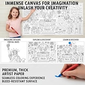 Недорогие 250-летие США-Раскраска к 250-летию США, размер 31*72 дюйма, тематическая раскраска к 250-летию для класса, дня рождения, вечеринки в честь Дня независимости Америки, универсальное использование в качестве настенного декора или скатерти.