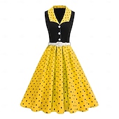 halpa Mekot-1950-luku Retro / vintage rockabilly Keskipäivä Swing -mekko Flare mekko Hihaton Pistekuvio Muotoonommeltu Keinu Naamiaispuku Naisten Karnevaali Ystävänpäivä Naamiaiset Loma Arkikäyttö Tyttöjen