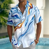 preiswerte Geometrische Muster-Herren Paisley-Muster Marmor Abstrakte flüssige Kunst Hemd Sommerhemd Knopfhemd Kurzarm Modisch lässig Outdoor Urlaub Alltagskleidung Sommer Frühling Umlegekragen 3D-Druck Hemden mit Kragen Eine