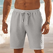 cheap Retro-Men's Shorts Summer Shorts Beach Shorts Baggy Shorts Drawstring Elastic Waist Straight Leg Plain Comfort Breathable Short Casual Daily Outdoor Classic Style Retro Vintage Black White Inelastic