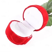 cheap Event &amp; Party Supplies-1PC Flocked Rose Ring Box Long Root Rose Creative Red Rose Flower Ring Display Box Proposal Engagement Anniversary Romantic Gift Box Wedding Jewelry Display Storage
