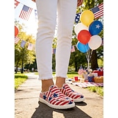  USA 250. Jubiläum Frauen Rot Blau Amerikanische Flagge Druck Komfort Mules – Leinenschlupfschuhe für USA 4. Juli Outdoor-Events Reisen und alltägliche Kleidung
