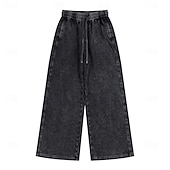 abordables pantalons décontractés-SoftFade™ Pantalons pour Hommes 100 % Coton Pantalons Amples Pantalons Décontractés Pantalons Lavés À L'Acide À Cordon Élastique Taille Droite Longueur Complète Quotidien Mode De Vacances Streetwear