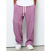  Męskie Spodnie dresowe z prostymi nogawkami Spodnie waflowe Ściągana na sznurek Siateczka Oddychający Pełna długość Codzienny Prosta Ciemnobrązowy Czarny Średnio elastyczny