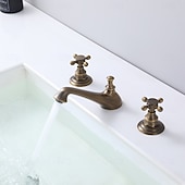 abordables Robinets de lavabo-Robinet de lavabo - Séparé Électroplaqué Diffusion large Deux poignées trois trousBath Taps